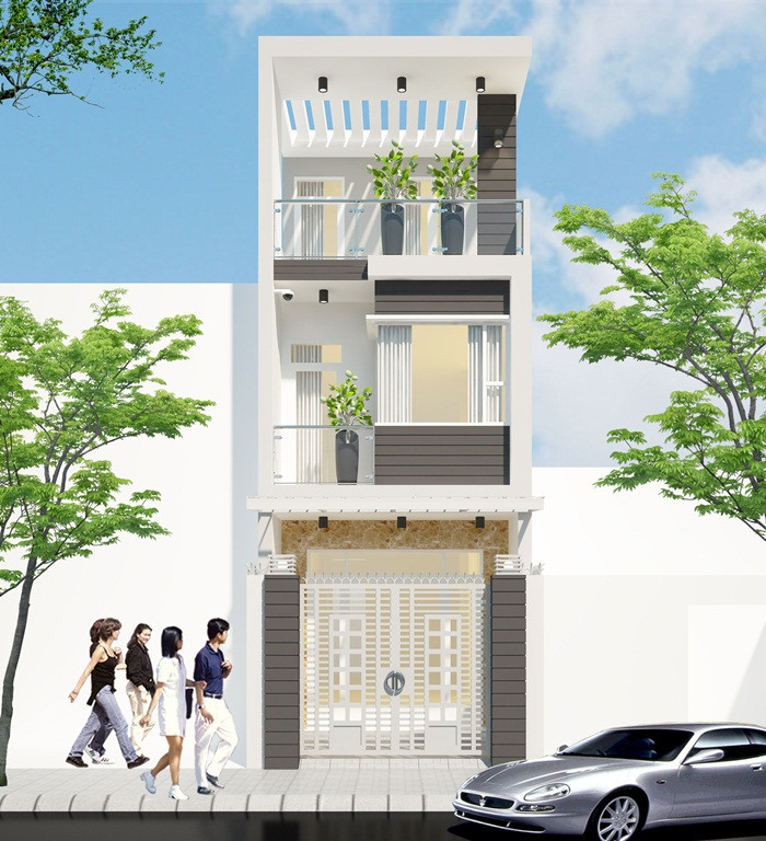 Với chi phí trong khoảng 800 triệu đồng, gia chủ chọn mẫu nhà ống 3 tầng, thiết kế hiện đại, không gian thông thoáng và kiến trúc linh hoạt. Ảnh: Xaydungnamlong.