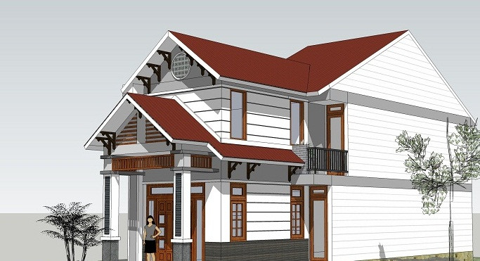 Kiến trúc ngoại thất bắt mắt với hệ thống mái thái duyên dáng, hiện đại, chân mái chữ A song song. Ảnh: Lenhan.