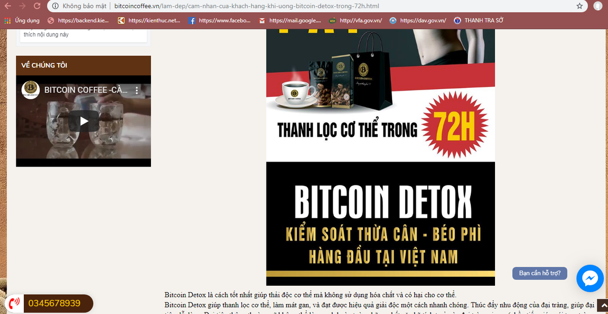 Bitcoin Coffee VN gia mao bao chi... lua doi khach ve giam can Bitcoin Detox