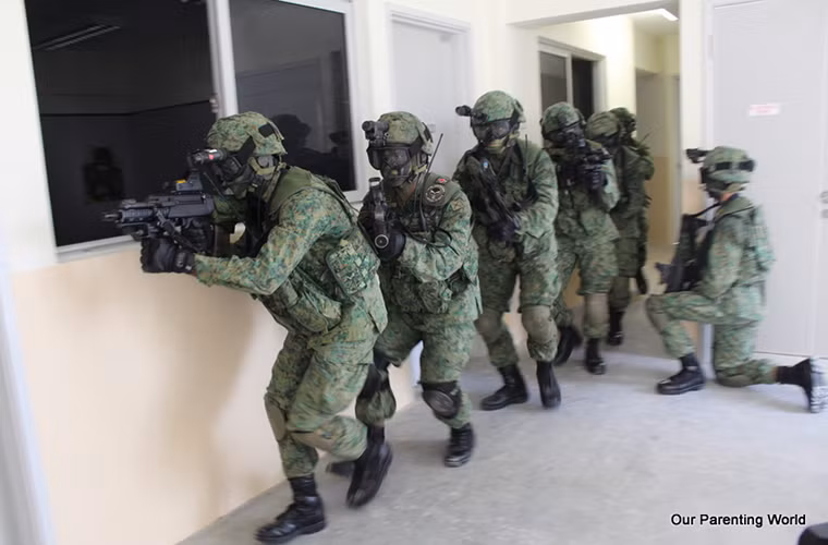 Trong ảnh là một đơn vị tác chiến đặc biệt thuộc Lực lượng Vũ trang Singapore.