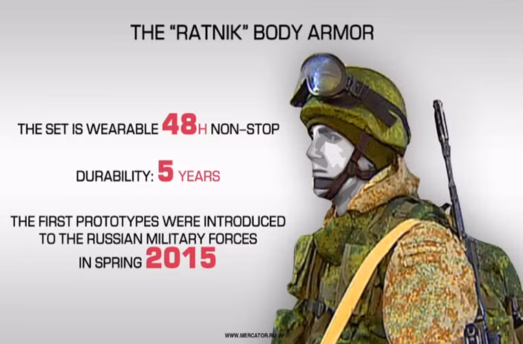 Tuổi thọ của mỗi bộ quân trang Ratnik là 5 năm và mỗi binh sĩ có thể mặc nó hành quân tối đa 48 giờ. Tùy theo yêu cầu mỗi nhiệm vụ trang bị của Ratnik có thể được thay đổi.
