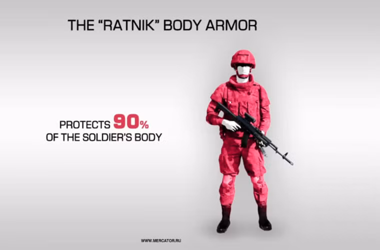  Bộ quân trang Ratnik được thiết kế để bảo vệ tới 90% cơ thể người mặc, thậm chí nó còn có khả năng hỗ trợ sự sống cho binh sĩ khi họ bị thương.