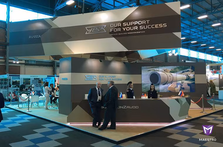 Gian trưng bày của Tập đoàn quốc phòng Uralvagonzavod của Nga tại AAD lần này.