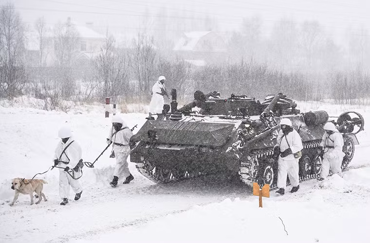 Một chiếc xe bọc thép trinh sát đa năng IRM “Beetle” được điều động tham gia đợt diễn tập. IRM cũng được trang bị một thiết bị quét mìn chuyên dụng do đó nó thường được bố trí dẫn đầu các đoàn xe cơ giới.