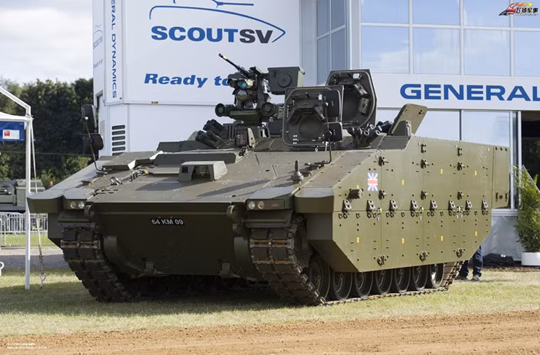 Nguyên mẫu xe chiến đấu bộ binh FRES SV được Quân đội Anh giới thiệu trong một triển lãm quốc phòng.