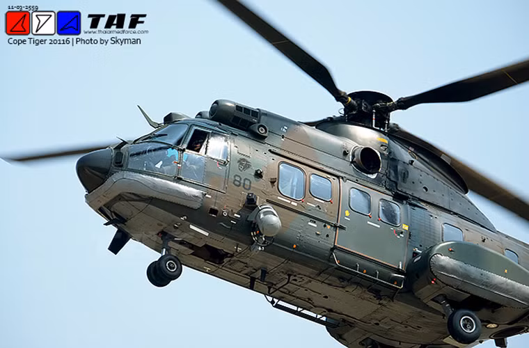 Trực thăng vận tải đa năng Eurocopter EC725 của Không quân Hoàng gia Thái Lan tham gia Cope Tiger 2016. Nguồn ảnh : TAF