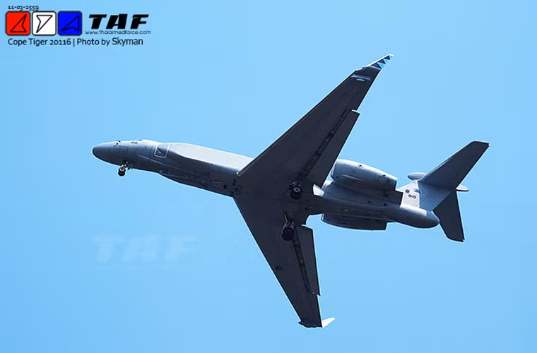 Máy bay tác chiến điện tử G550 CAEW của Không quân Singapore được điều động cho các hoạt động huấn luyện tác chiến tại căn cứ Korat. Nguồn ảnh : TAF