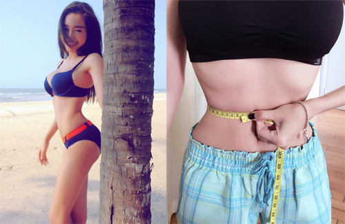 Mới đây, bức ảnh bà mẹ 2 con Elly Trần khoe vòng eo 54cm khiến nhiều "bà mẹ bỉm sữa" ngỡ ngàng và ngưỡng mộ. Vòng hai thon gọn của nữ diễn viên như chưa từng qua dấu vết sinh nở. Hot girl Sài thành cho biết, dù không tập gym song vóc dáng cô vẫn rất đẹp, đặc biệt là vòng hai ít mỡ nhiều cơ.