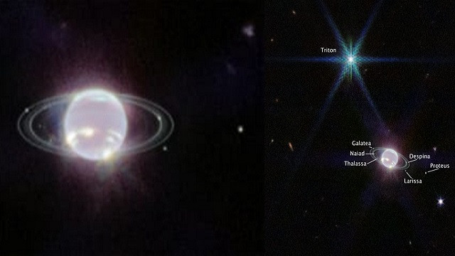 Ngoài những vành đai hẹp và sáng đã biết, ảnh chụp mới của James Webb còn cho thấy một số vành đai bụi mờ nhạt hơn xung quanh sao Hải Vương. Các nhà khoa học chưa từng nhìn thấy chúng, kể cả khi tàu Voyager 2 tới gần hành tinh này năm 1989.