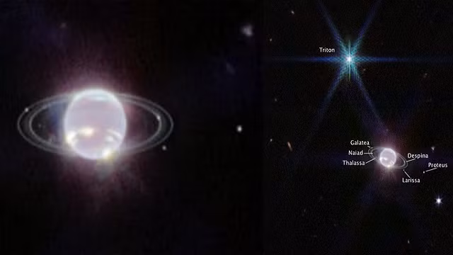 Ngoài những vành đai hẹp và sáng đã biết, ảnh chụp mới của James Webb còn cho thấy một số vành đai bụi mờ nhạt hơn xung quanh sao Hải Vương. Các nhà khoa học chưa từng nhìn thấy chúng, kể cả khi tàu Voyager 2 tới gần hành tinh này năm 1989.