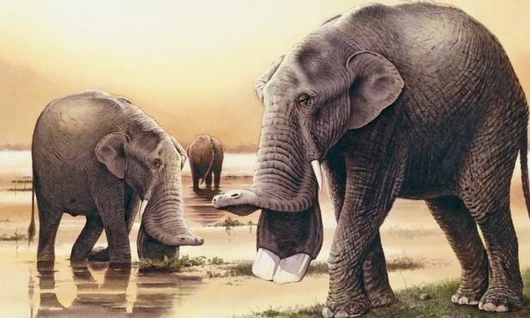 Platybelodon sống trong thế Trung Tân. Chúng nhỏ hơn một chút so với voi hiện đại, dài khoảng 3m và nặng 2-3 tấn. Hóa thạch Platybelodon thường được tìm thấy gần những nơi có thể từng là nước nên ban đầu, người ta cho rằng chúng sử dụng những chiếc ngà dẹt phía dưới kết hợp với vòi để “múc” các loài sinh vật thủy sinh.