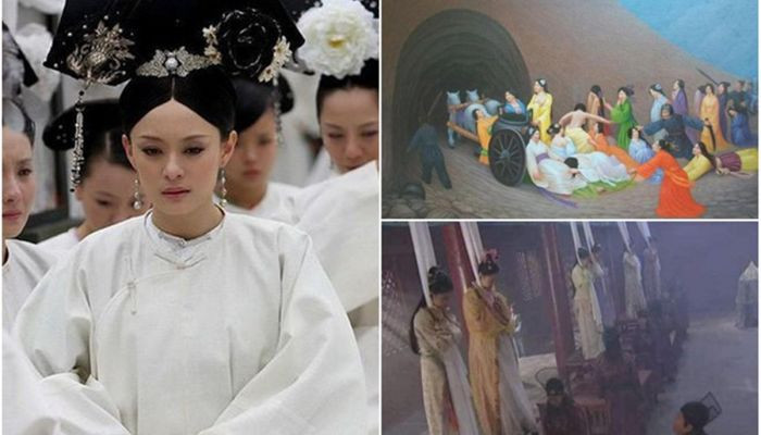 Nhà văn đời Thanh Viên Mai từng ghi chép lại một phương thức bồi táng tàn nhẫn nhất là người tuẫn táng vẫn còn sống, dùng đinh đóng lên tường, để cho họ chết dần trong lăng mộ.