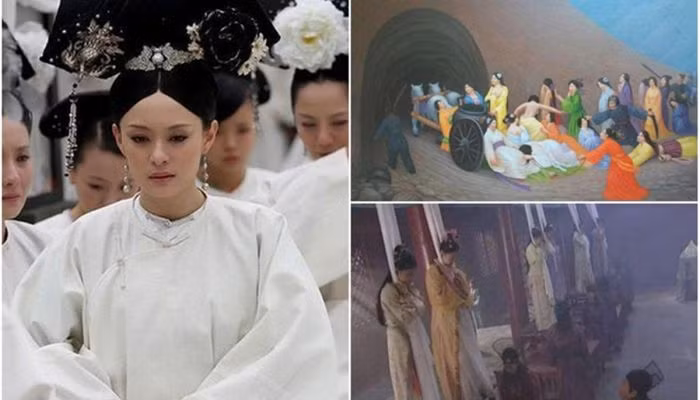 Nhà văn đời Thanh Viên Mai từng ghi chép lại một phương thức bồi táng tàn nhẫn nhất là người tuẫn táng vẫn còn sống, dùng đinh đóng lên tường, để cho họ chết dần trong lăng mộ.