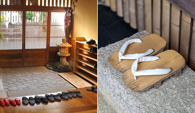 3. Ghé thăm nhà ai đó mà không cởi giày. Khi bạn bước vào một công ty hay một ngôi nhà người Nhật, bạn sẽ thấy một giá để giầy dép ở cửa ra vào. Bạn phải để giày dép của mình ở đó trước khi bước vào nhà.