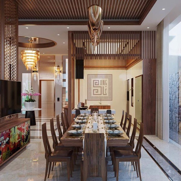 Cuối cùng, không để đồ đạc chắn ánh sáng. Ánh sáng trong không gian phòng ăn cần cân đối đều nhau, không nên để chỗ này quá sáng hoặc chỗ kia quá tối. Điều này sẽ giúp gia đình luôn hòa thuận và êm ấm.