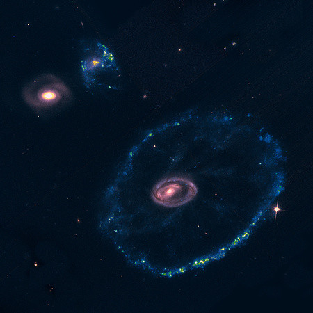 Vụ va chạm đã thay đổi cấu trúc và hình dạng của PGC 2248, biến nó thành thiên hà vòng với một vòng trắng nhỏ hơn ở gần trung tâm và một vòng ngoài khổng lồ bao quanh thiên hà.