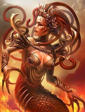 Các nhân vật tương tự xuất hiện trong những thế kỷ đầu tiên của truyện kể Hy Lạp, trong đó những sinh vật giống Gorgon cũng có vảy và móng vuốt nhưng không có mái tóc rắn.