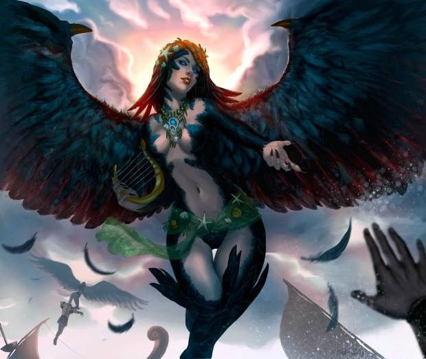 3. Harpy. Trong những câu truyện của người Hy Lạp và La Mã cổ đại, Harpy là một con chim với cái đầu của phụ nữ. Cô là con gái của Thần Biển Thaumas và Electra - Công chúa xứ Argos. Trong truyền thuyết, Harpy được coi là nguồn gốc của những cơn gió hủy diệt.