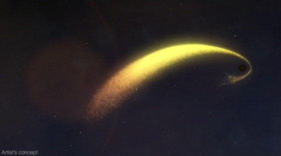 Sự kiện này được đặt tên là Swift J0230 vì nó được quan sát từ đài thiên văn Neil Gehrels Swift . Khi ngôi sao đi đến gần lỗ đen, một số vật chất của nó bị tách ra. Vật chất chuyển động xoắn ốc về phía lỗ đen, nơi lực hấp dẫn cực mạnh làm nóng nó lên tới hàng triệu độ.