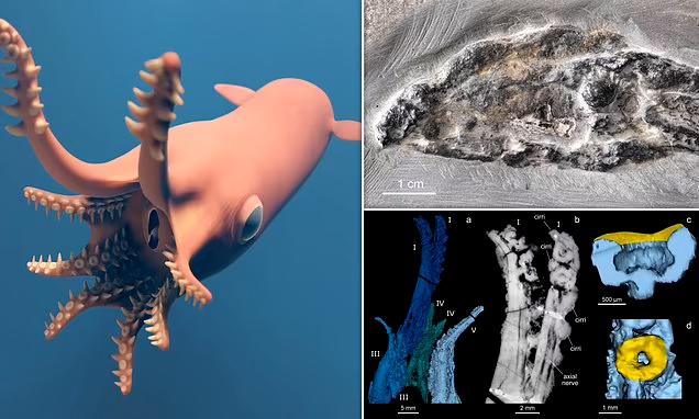Mực ma cà rồng sử dụng những sợi mảnh, dài và dính để hút thức ăn từ cột nước, nhưng nhóm nghiên cứu không tìm thấy bằng chứng về những sợi này ở V. rhodanica. Whalen cho biết, có thể V. rhodanica thực sự không có bộ phận như vậy, hoặc các mẫu hóa thạch bị thiếu.