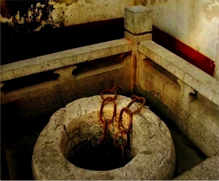 Khi lính Nhật xuống giếng, đột nhiên giếng phun ra dòng nước đen kịt và tiếng rống lớn hệt như tiếng một con rồng khổng lồ. Sự sợ hãi lan tỏa, lính Nhật bỏ chạy một cách hoảng hốt, không còn cách nào khác ngoài việc đưa sợi xích sắt trở lại giếng.