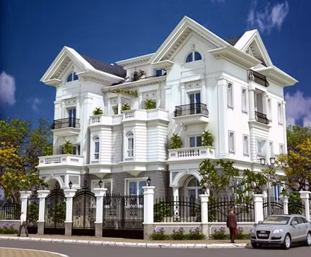 Nhìn tổng thể thiết kế biệt thự song lập là một khối tổng thể hòa hợp, tính thẩm mỹ cao, công năng hoàn hảo.