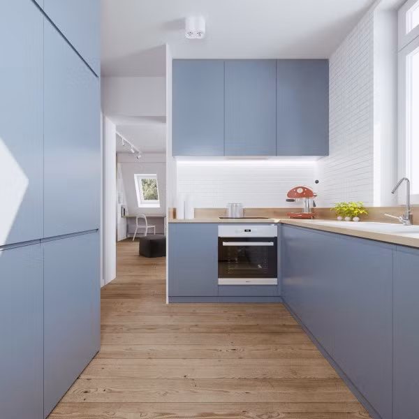 Gam màu trắng, màu trắng (có sắc xanh hay xám) và màu kem đan xen cũng là một gợi ý tốt cho phòng bếp bởi đây là nơi nhiều “hỏa” nhất trong nhà.