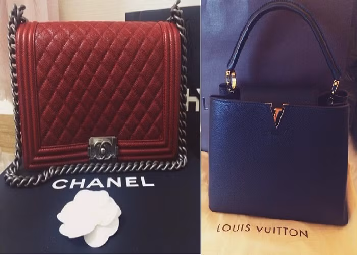 Phương Trinh bỏ ra cả trăm triệu đồng cho phụ kiện túi xách. Chiếc túi Chanel từng tiêu tốn của người đẹp lắm tai tiếng này 130 triệu đồng. Túi Louis Vuitton giá vài ngàn đô trong bộ sưu tập hàng hiệu của Angela Phương Trinh khiến nhiều người phải ganh tị.