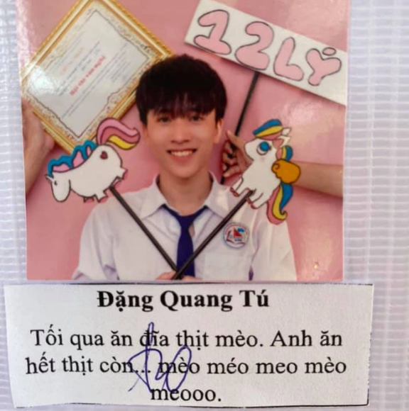 Không đầu tư tốn kém nhưng với những phát ngôn "chất lừ" của mỗi học sinh, ai nấy cũng tấm tắc khen ngợi vì bộ ảnh đúng chất học trò. Ảnh: Facebook