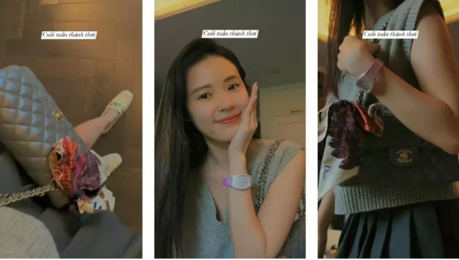 Không những thế, thời trang khi đi mua hàng hiệu của cựu hot girl Midu cũng "toát mùi tiền" chẳng kém.