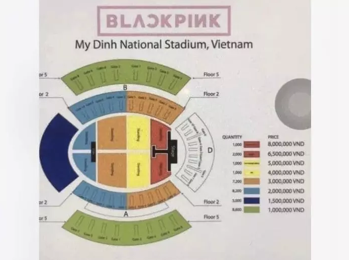 Ngoài ra trên MXH còn xuất hiện hình ảnh được cho là sơ đồ và vé concert này đang được truyền tay trên mạng xã hội. Ảnh: Phụ nữ Việt Nam