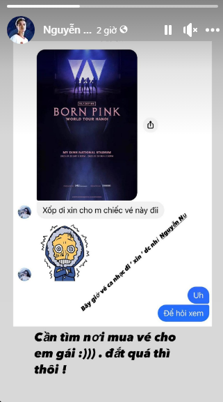 Đến cả em gái cầu thủ Nguyễn Văn Toàn cũng không thể đứng ngoài sức hút của nhóm nhạc BlackPink, cô bạn cất công nhắn tin cho anh trai để "xin" vé. Ảnh: Nguyễn Văn Toàn