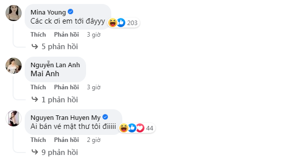 Khá nhiều tên tuổi như hot girl Mina Young, á hậu Huyền My đều "dạo" khắp Facebook truy tìm vé để đi "đu idol". Ảnh chụp màn hình