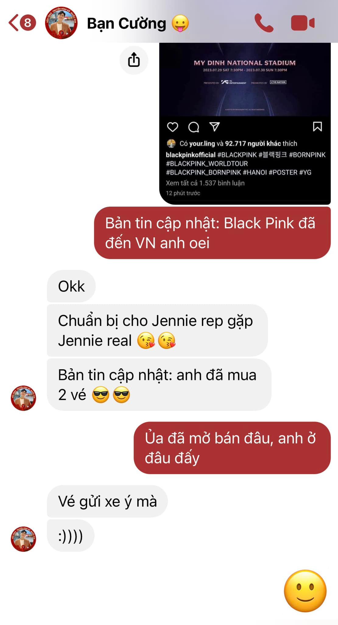 Trên mạng xã hội thời điểm này xuất hiện nhiều bài đăng liên quan đến việc BlackPink đến Hà Nội biểu diễn. Không đứng ngoài "trào lưu", nhiều nhân vật có tiếng cũng chia sẻ và hào hứng về sự kiện này. Ảnh: Gia đình truyền hình