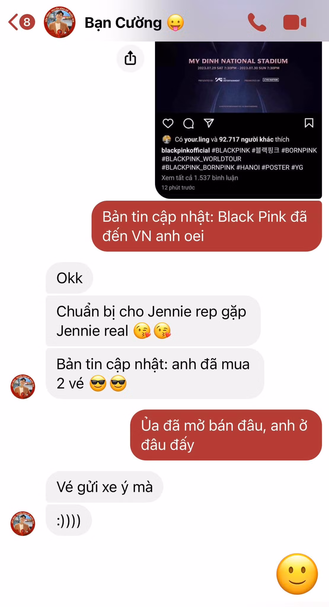 Trên mạng xã hội thời điểm này xuất hiện nhiều bài đăng liên quan đến việc BlackPink đến Hà Nội biểu diễn. Không đứng ngoài "trào lưu", nhiều nhân vật có tiếng cũng chia sẻ và hào hứng về sự kiện này. Ảnh: Gia đình truyền hình