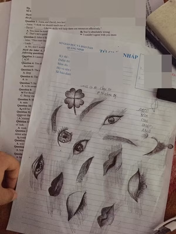 Không làm được bài, thí sinh trổ tài làm họa sĩ, chém gió "bá đạo" trên giấy nháp, tạo nên những sản phẩm cười ra nước mắt.