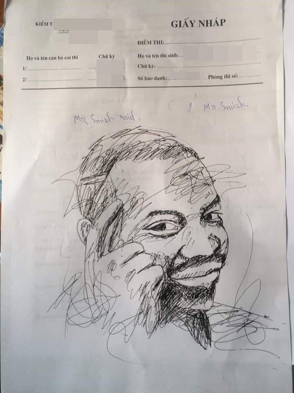 Những thí sinh của chúng ta đã sáng tạo, tô vẽ trong lúc làm xong bài thi sớm, thậm chí, có cả những sĩ tử không làm được bài cũng cố “giết thời gian” bằng những tác phẩm hội họa trên tờ giấy nháp thi của mình.