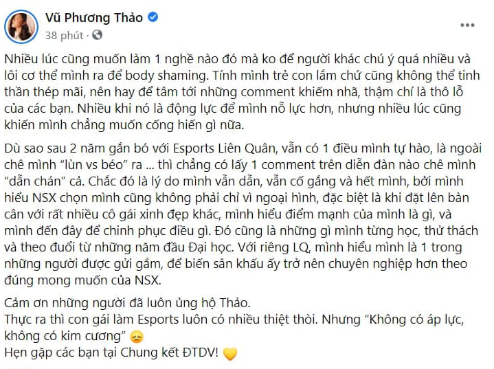 Theo Phương Thảo, cô bị người khác chú ý quá nhiều và lôi cơ thể của mình ra để body shaming.