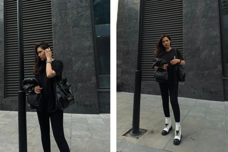 Dù làm mẹ bỉm, chưa thể về dáng như xưa nhưng Phanh Lee không vì thế mà bỏ bê ngoại hình. Người đẹp vẫn luôn ăn diện chỉn chu. Ảnh: FBNV