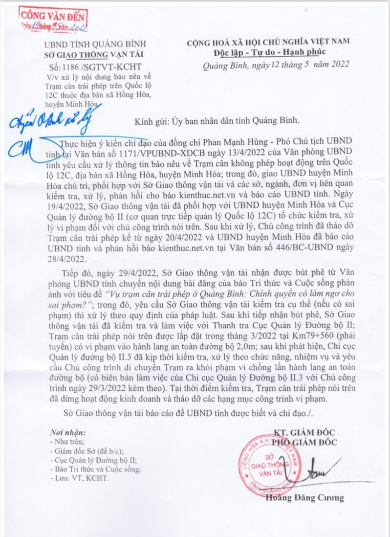 Trạm cân trái phép trên Quốc lộ 12C ở Quảng Bình bị tháo dỡ Tram can trai phep tren Quoc lo 12C o Quang Binh bi thao do