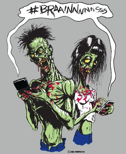 Hai con zombie này đã bị chiếc smartphone hút mất não bộ.