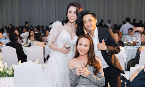 Cường Đô la cùng Đàm Thu Trang đến dự đám cưới của Diệp Lâm Anh. Ảnh: VTC
