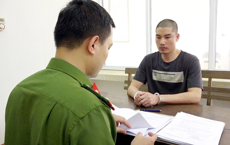 Đối tượng Nguyễn Văn Oanh tại cơ quan Công an.