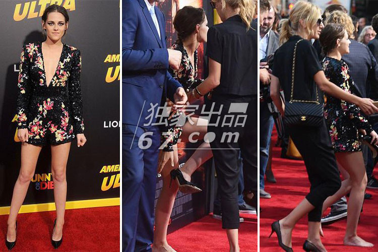 Nữ diễn viên phim "Chạng vạng" tung tăng đi chân trần trên thảm đỏ của một sự kiện.