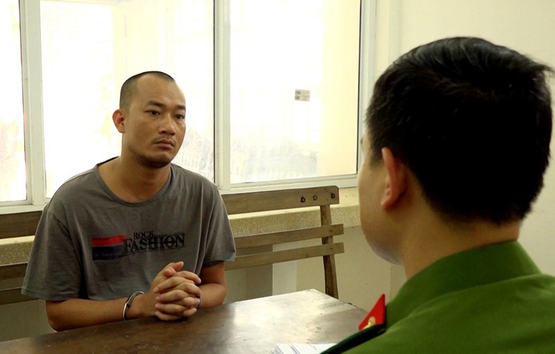 Đối tượng Đoàn Văn Hào tại cơ quan Công an.