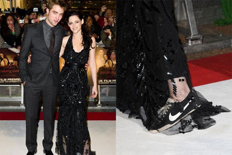 Giày cao gót khiến nữ diễn viên cảm thấy chân bị đau và hạn chế di chuyển.