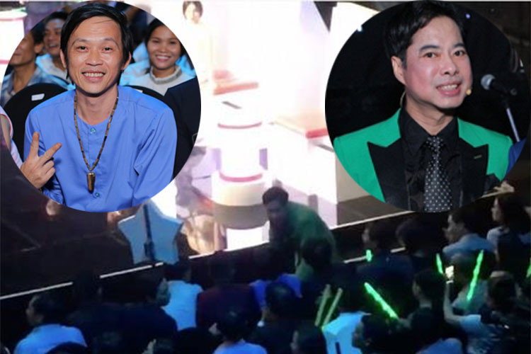 Ngọc Sơn từng được khen ngợi khi đang ngồi ghế huấn luyện viên nhưng đi xuống hàng ghế sân khấu để cúi người chào Hoài Linh. Ảnh: Danviet