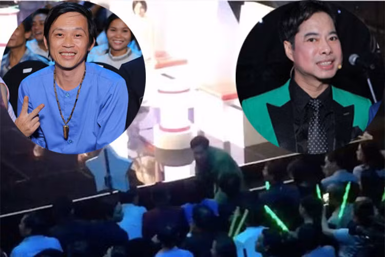 Ngọc Sơn từng được khen ngợi khi đang ngồi ghế huấn luyện viên nhưng đi xuống hàng ghế sân khấu để cúi người chào Hoài Linh. Ảnh: Danviet