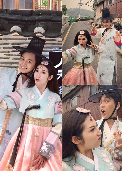 Bên nhau, Ngô Kiến Huy và bạn gái lâu năm rất thoải mái vui đùa.