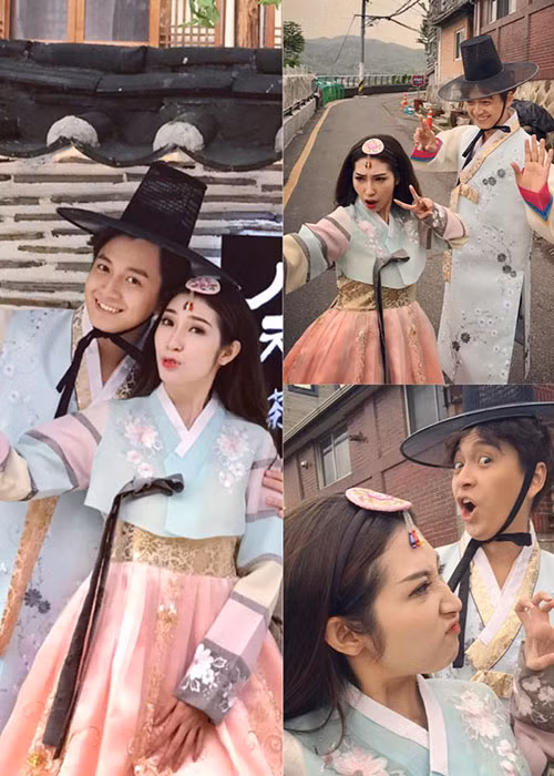 Bên nhau, Ngô Kiến Huy và bạn gái lâu năm rất thoải mái vui đùa.